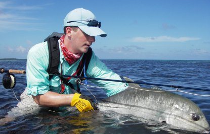 Saltwater fly fishing for GTs